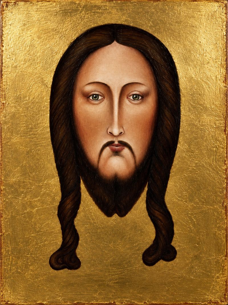 Ikona Svaté tváře – Mandylion na zlatém pozadí